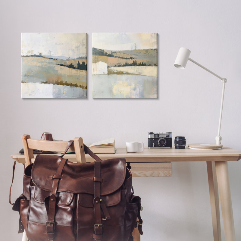 Ensemble d'art mural sur toile 2 pièces Country Hills Abstraction, design par Elara Yasna, H 17 po x l 17 po