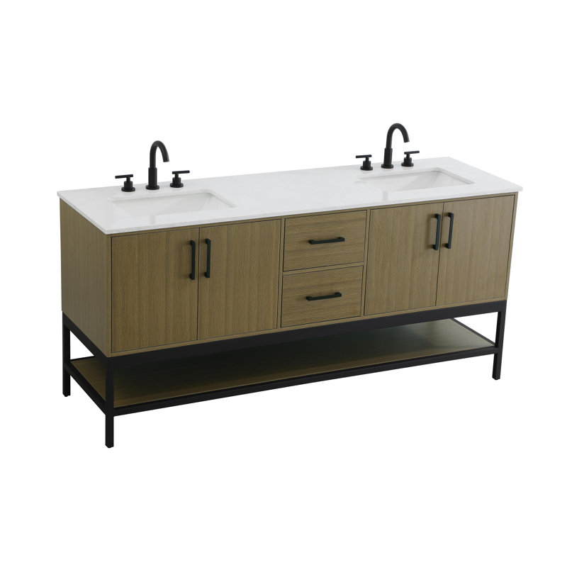 Meuble-lavabo double 72 po, Brun châtaigne