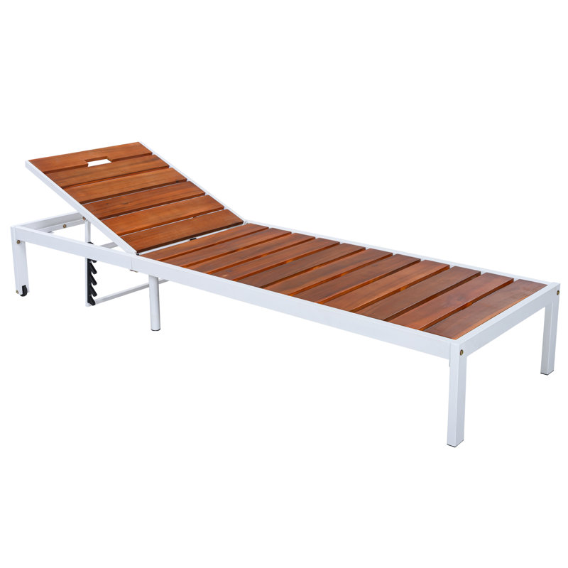 Méridiennes d'extérieur Fauteuil inclinable d'extérieur avec dossier réglable pour patio, bord de piscine, Blanc