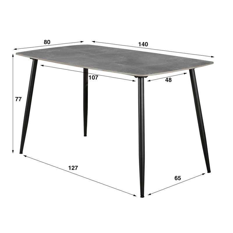 Zayac Rectangular Dining Table with Steel Base