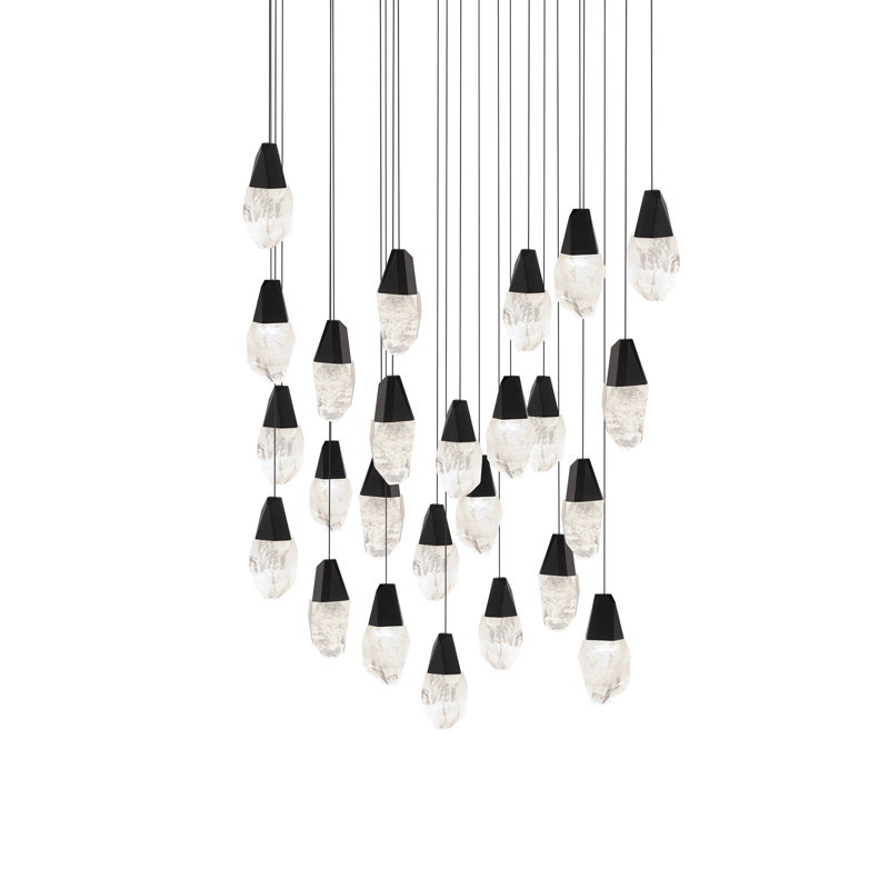 Martini 25 Light Crystal LED Multi-Light Pendant, Black, Clear