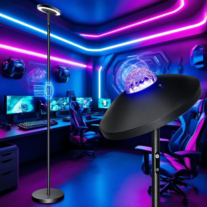 Lampe sur pied à DEL avec projecteur RVB Galaxy Star, lampe sur pied à intensité variable de 18 W avec télécommande, lumière d'angle à double face pour le salon, la chambre à coucher, la salle de jeu