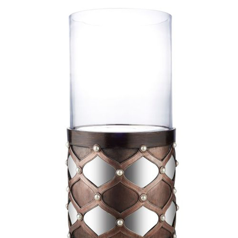 Tall Candleholder with Hurricane Glass, 22" H x 11.25" W x 11.25" D