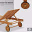 Chaise longue inclinable d'extérieur pliante avec roulettes, structure en bois d'acacia - couleur teck
