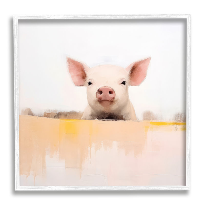 Cochon moderne Az-100, H 12 po x l 12 po x P 1,5 po, Cadre blanc