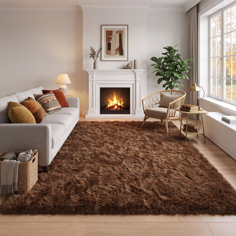 Deep Pile Fluffy Shaggy Area Rug pink living room rug, brown, 160*230cm