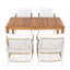 Ensemble de table de salle à manger en bois pour patio de 5 pièces, table rectangulaire d'extérieur de L 67 po avec 4 fauteuils en rotin pour piscine, jardin