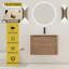 Meuble-lavabo mural 52 po avec lavabo en céramique blanche et tablettes de rangement et 1 porte à fermeture en douceur, emballage KD, contreplaqué