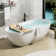 68.9"L x 29.5"W x 21.7"H Solid Surface Freestanding Oval Tub with Overflow and Drain