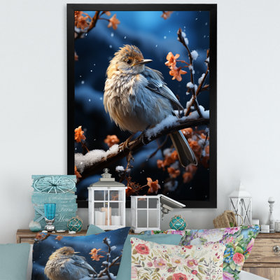 «Winter Bird Serenity I», art mural oiseau