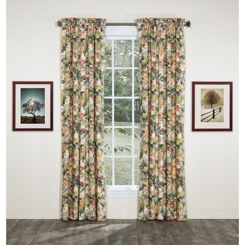 Virginia Multi Traditional Cotton Floral Rod Pocket Panels