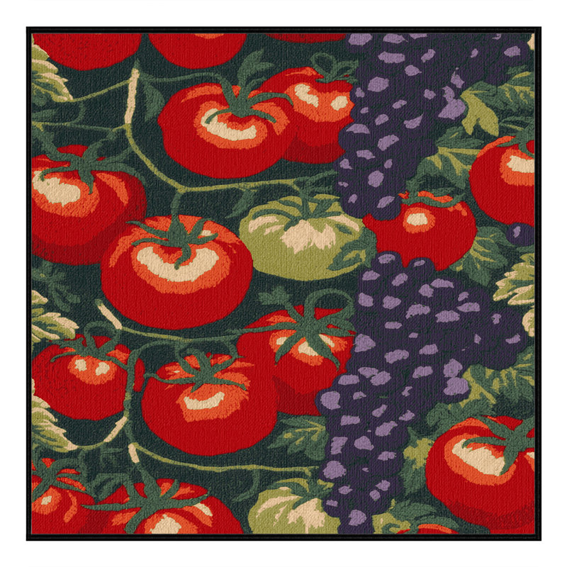  Tapis lavable avec tomates et raisins, Carré 5 pi