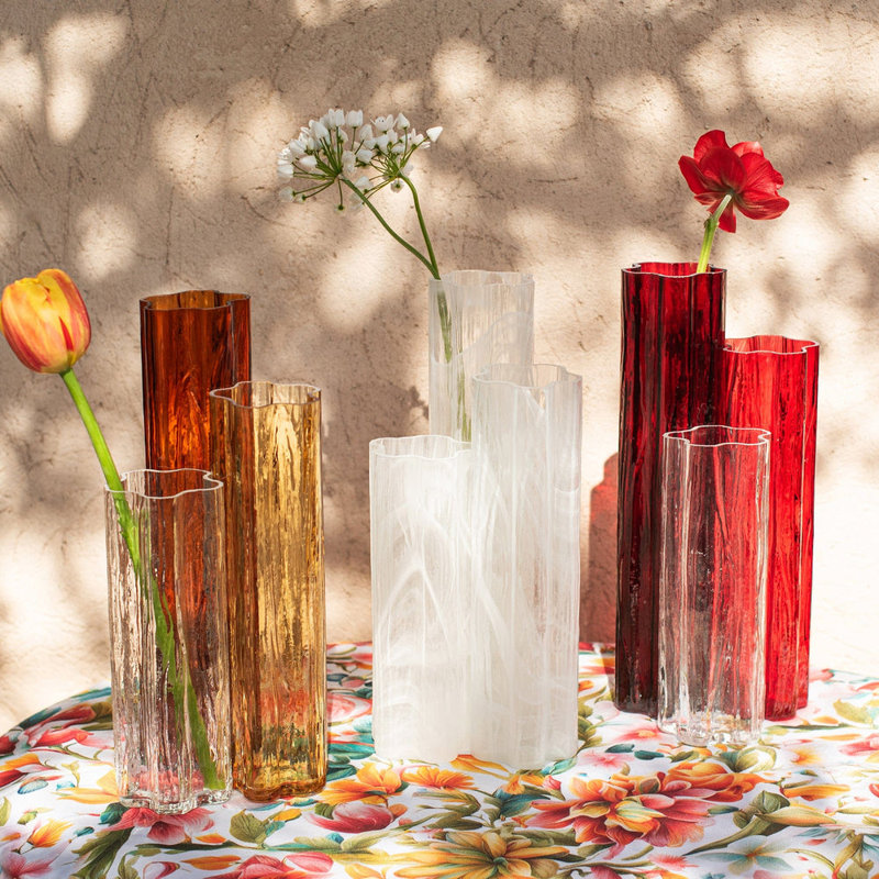 Flora Glass Vase, White