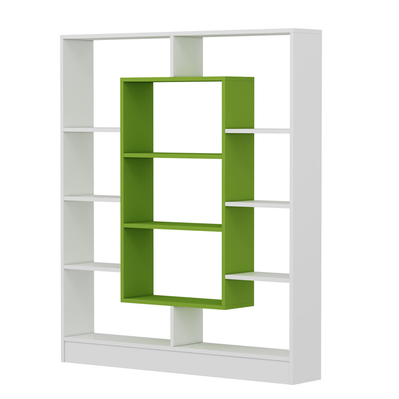 Cilegon 141.8cm H x 130cm W Bookcase, White/Green
