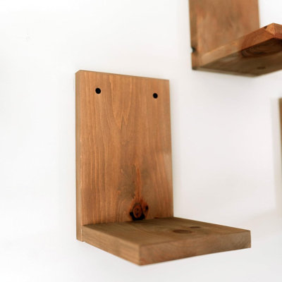 Mid-Century Modern Floating Shelves 3-Pack | Solid Wood L-Shaped Plant Ledges | Wall Mounted Display Shelves For Home Decor