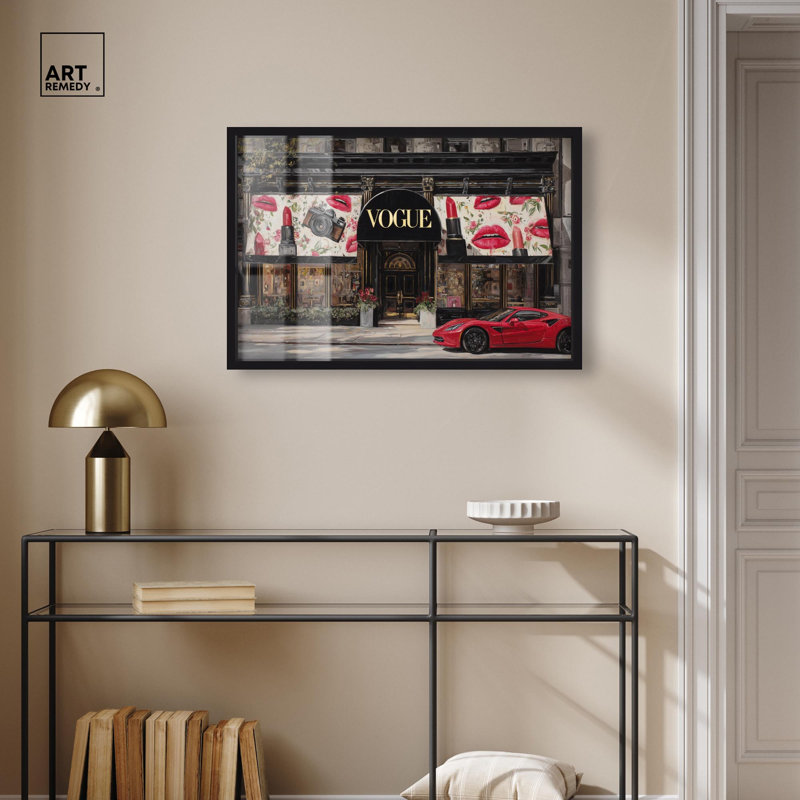 Art mural glamour avec fenêtre de maquillage, Art Shak, cadre noir, 31 x 21, H 21 po x l 31 po, Structure noire