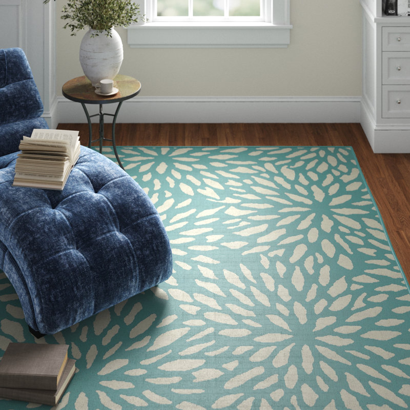 Tapis d'intérieur / extérieur floral Deltana, Rectangle 7 pi 10 po x 10 pi 10 po
