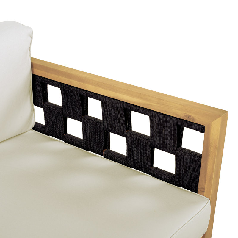 Lit de jour d'extérieur 3 places Marisol, Coussin gris clair / structure en teck