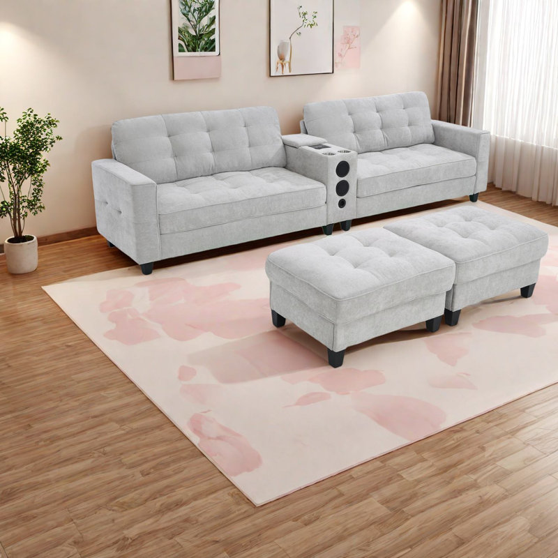 Canapés en chenille multifonctionnels avec rangement, conception moderne en forme de U pour le salon familial