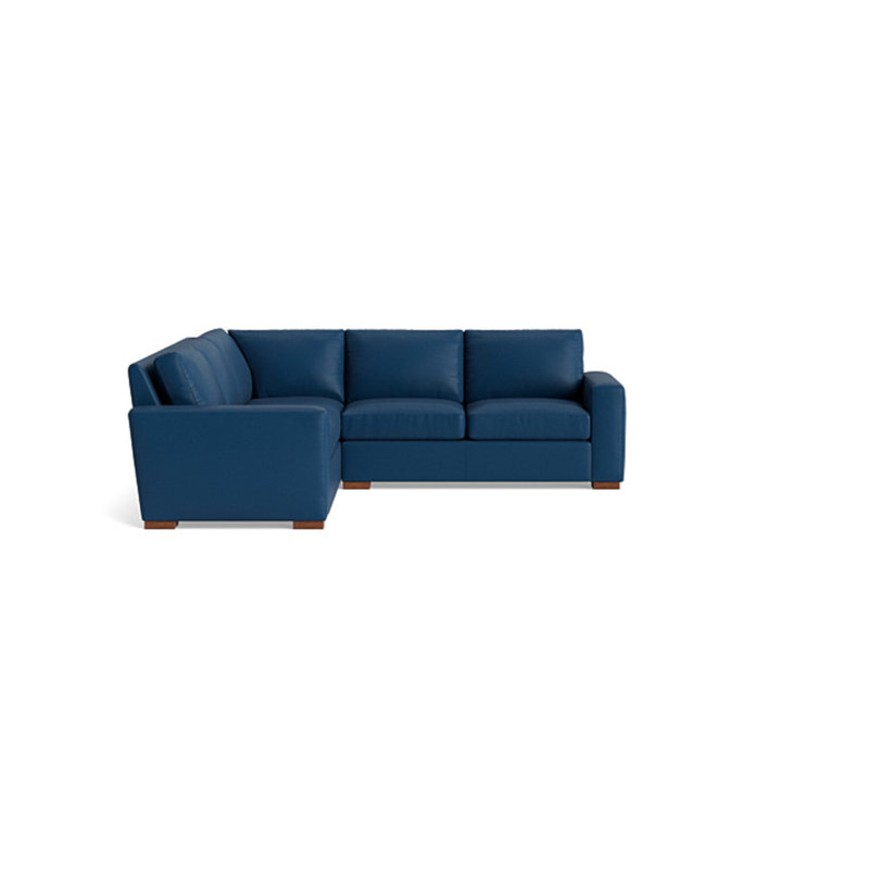 Couch Potato Leather Sectional, Left Hand Facing, Leather - Deep Blue