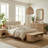 Cord Coffee Table with Storage Drawer and Open Shelf for Living Room-956279433