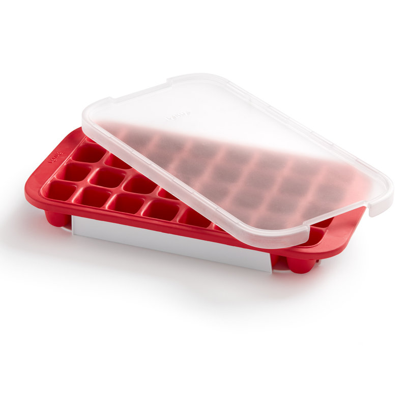  Lékué Industrial Ice Cube Tray with Lid, Red