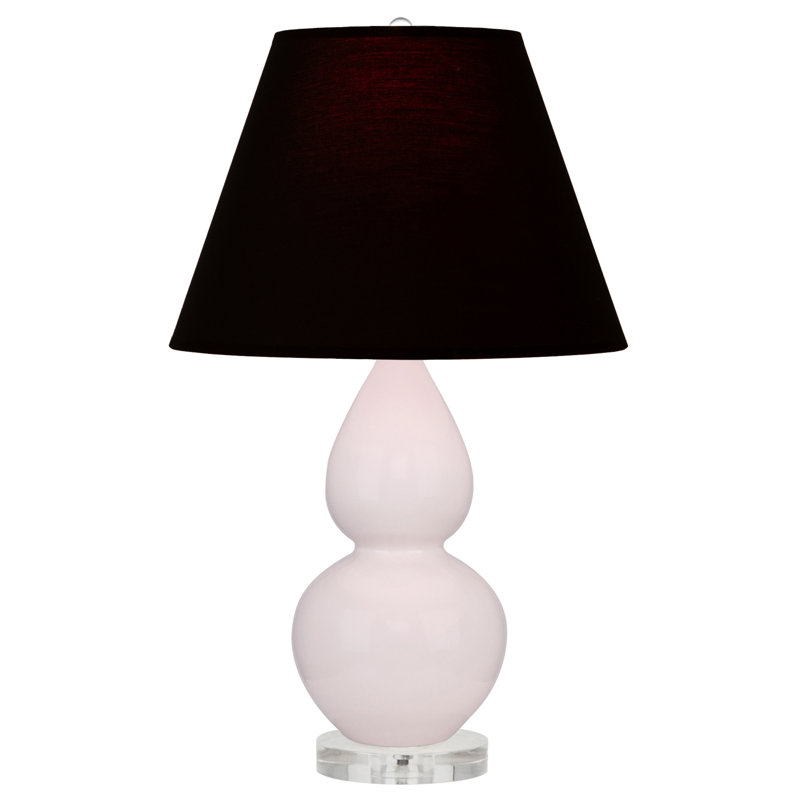 Small Double Gourd Accent Lamp, Ink Black with Rose Red Lining, Rose Water