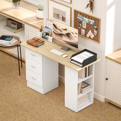Saratoga 120cm Computer Desk PC Table Workstation w/ 3 Shelf & Drawers