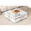 Table basse moderne carrée texturée en marbre avec 4 tiroirs et base suspendue, blanc, 43,3 po