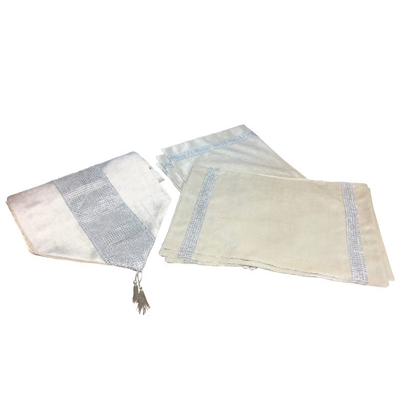 Waterside 7pc Textile Table Runner & Textile Placemats, Gold