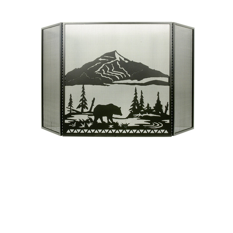 Rustic Lodge 3 Panel Fireplace Screen, 42" H x 69" W x 1" D