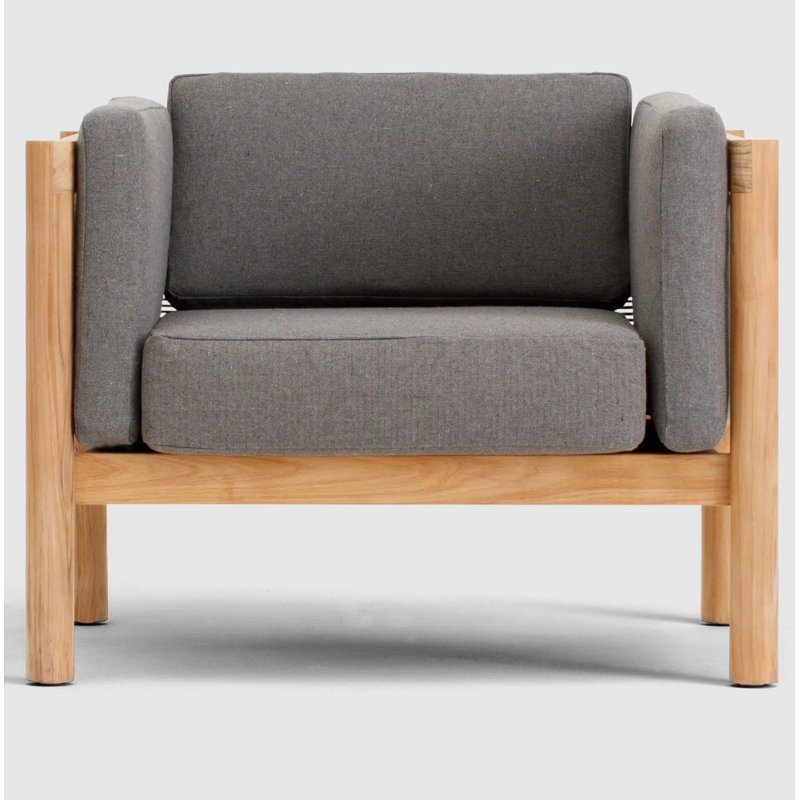 Chaise en teck Haven avec coussins Sunbrella, Sunbrella pierre grise