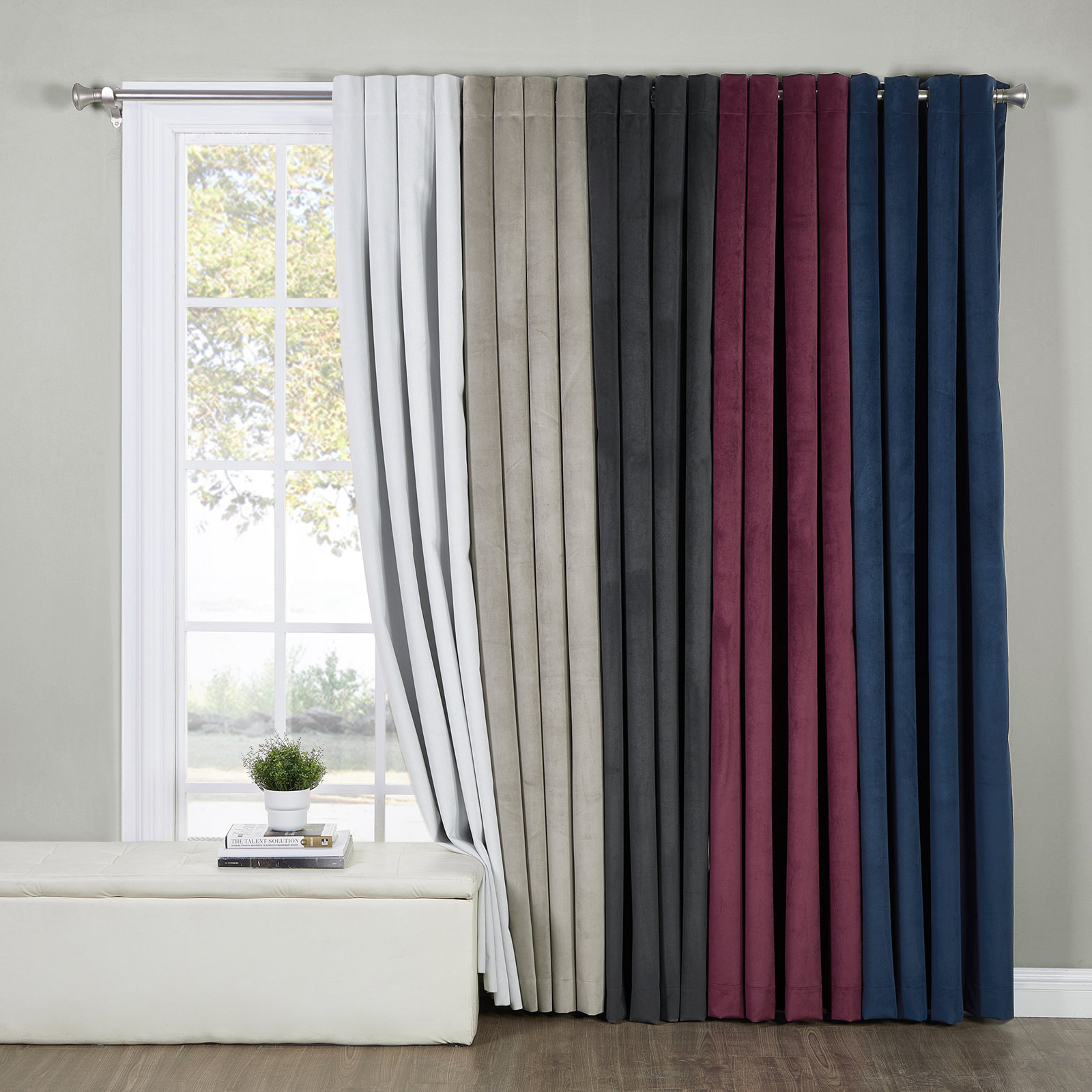Caffee Blackout Velvet Curtain, Red