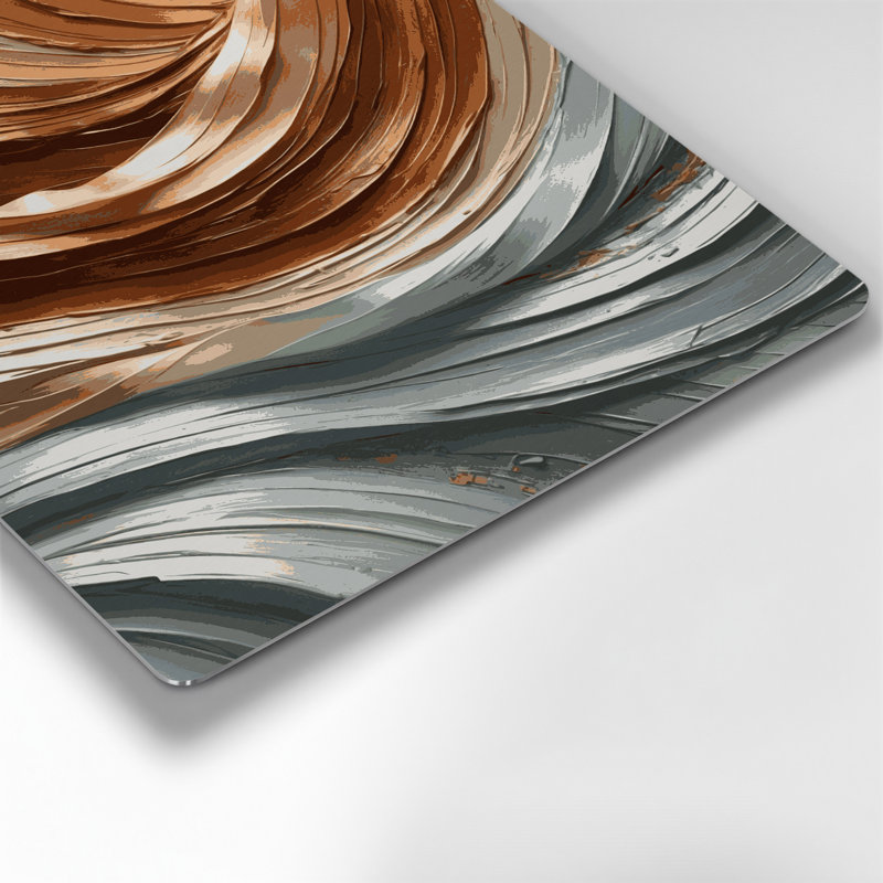 Horizontal Striped Auburn Light Gray Brown Metal Wall Art, 16" H x 16" W