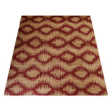 Tapis rouge fait à la main à motif géométrique 100% laine rouge or noué à la main