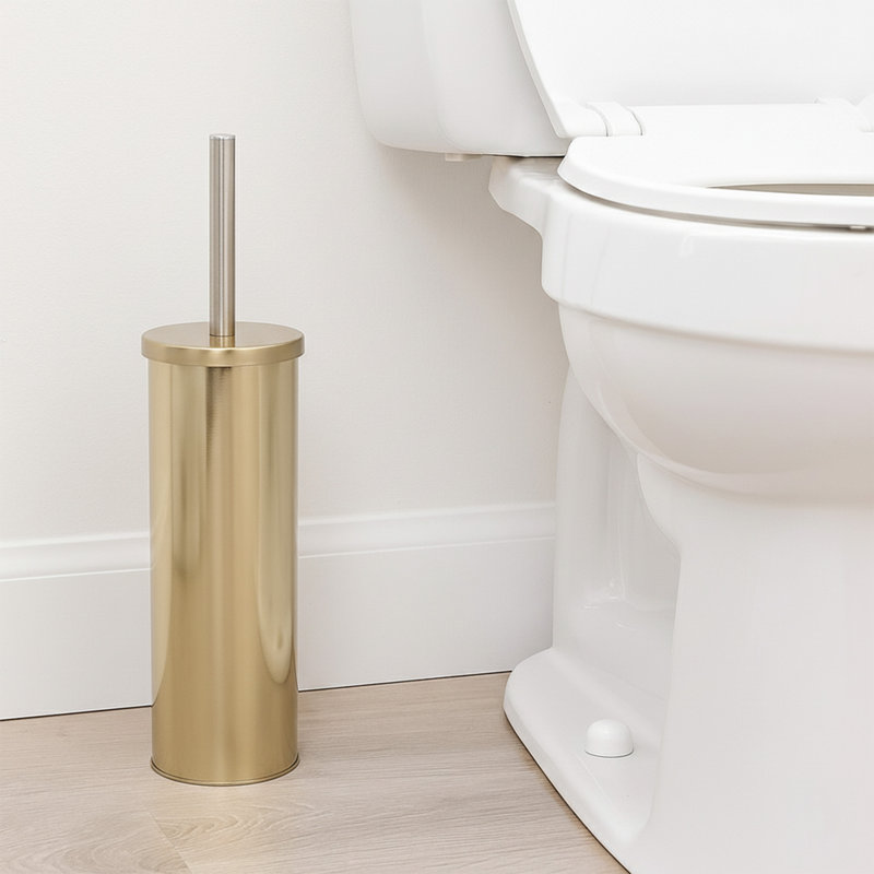 Ensemble de brosse à cuvette de toilette moderne en or brossé avec poignée en acier inoxydable