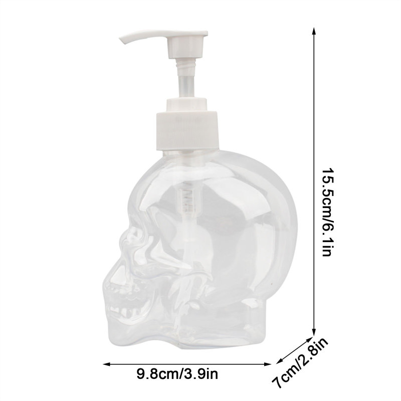 Bouteille d'eau, crâne, bouteille de lotion de douche, sous-bouteille, 350 ml, bouteille de remplacement en plastique PET