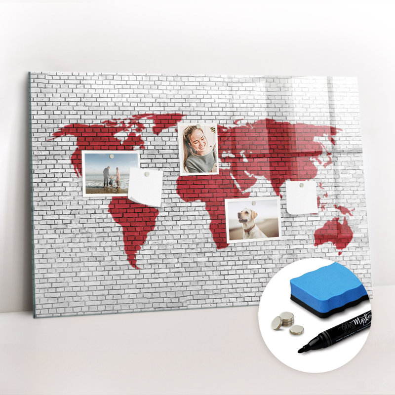 Magnetic Glass Dry Erase Board, Red