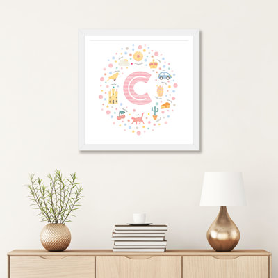 " Illustrated Letter C Pink "