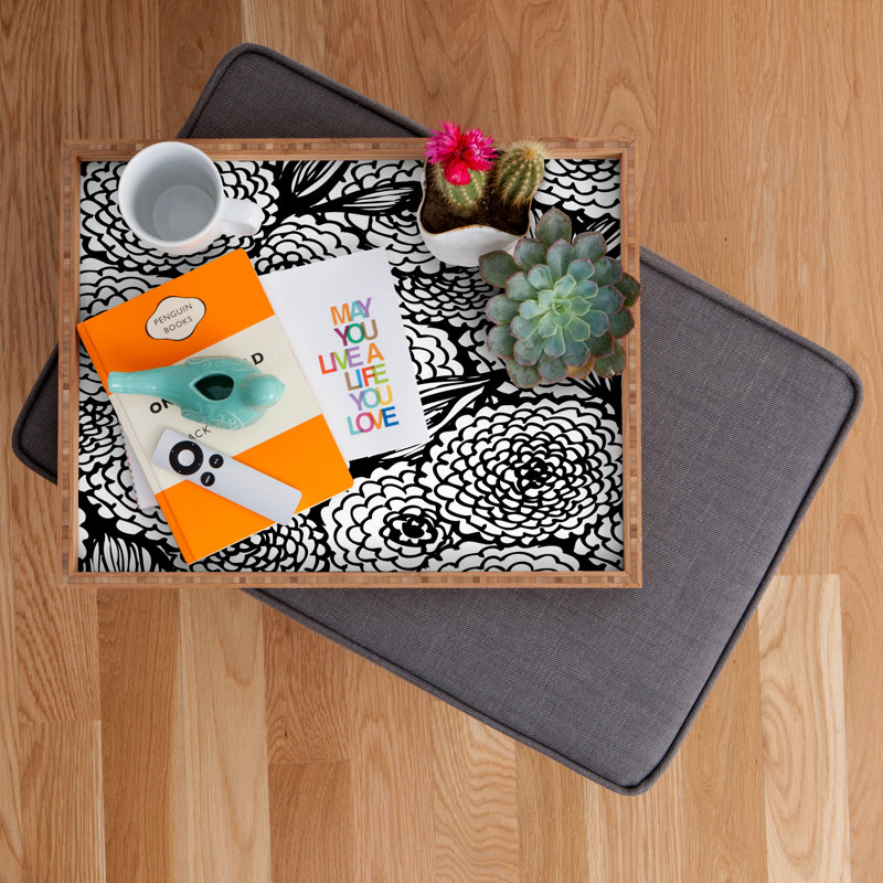 Julia Da Rocha Wood Tray, 1.75" H x 18" W x 14" D