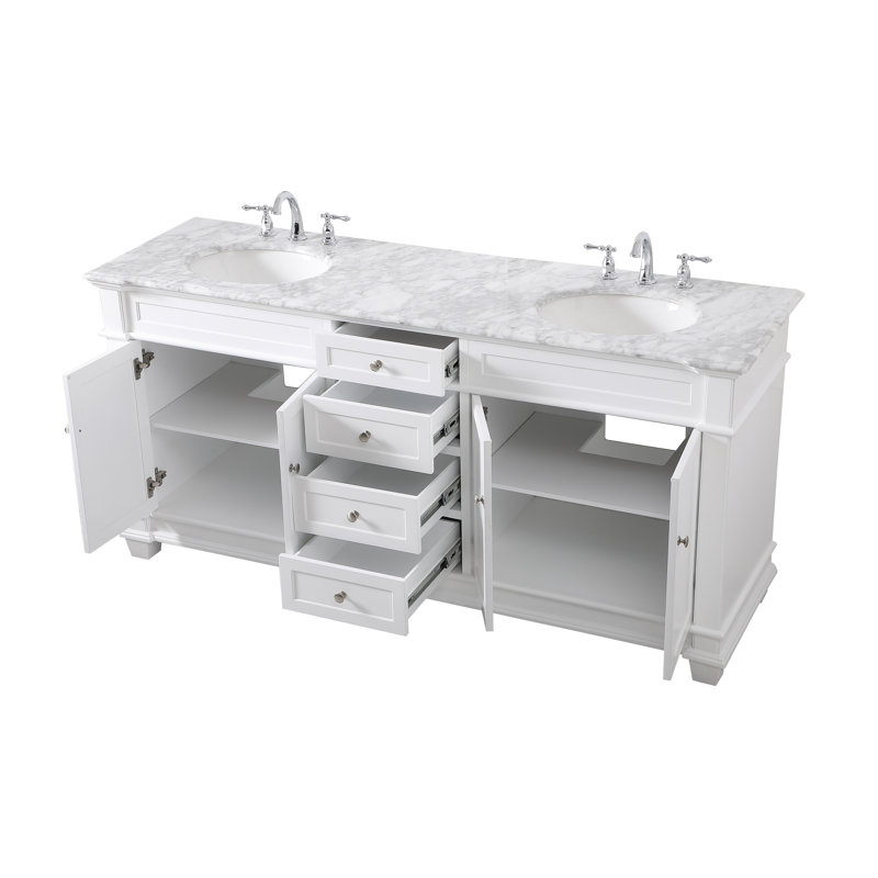 Ensemble de meuble-lavabo double 72 po Lydie, Blanc