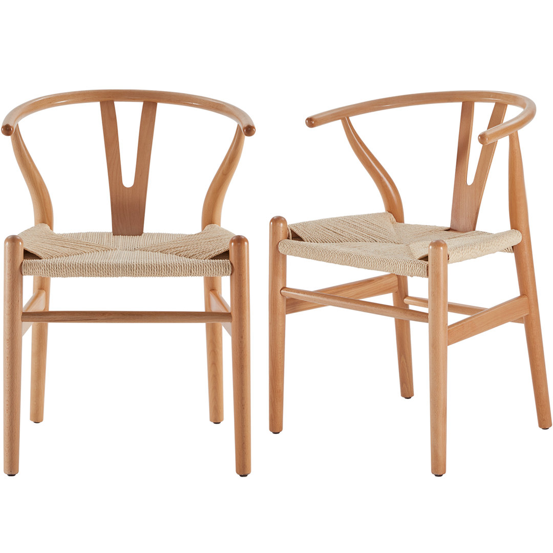 Soliel Solid Weave Wood Dining Chair (Set of 2) Everly Quinn 
