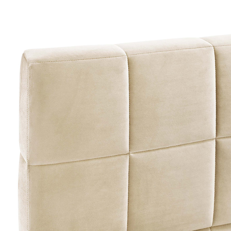 Structure de lit de jour double rembourrée / canapé-lit, velours, Beige