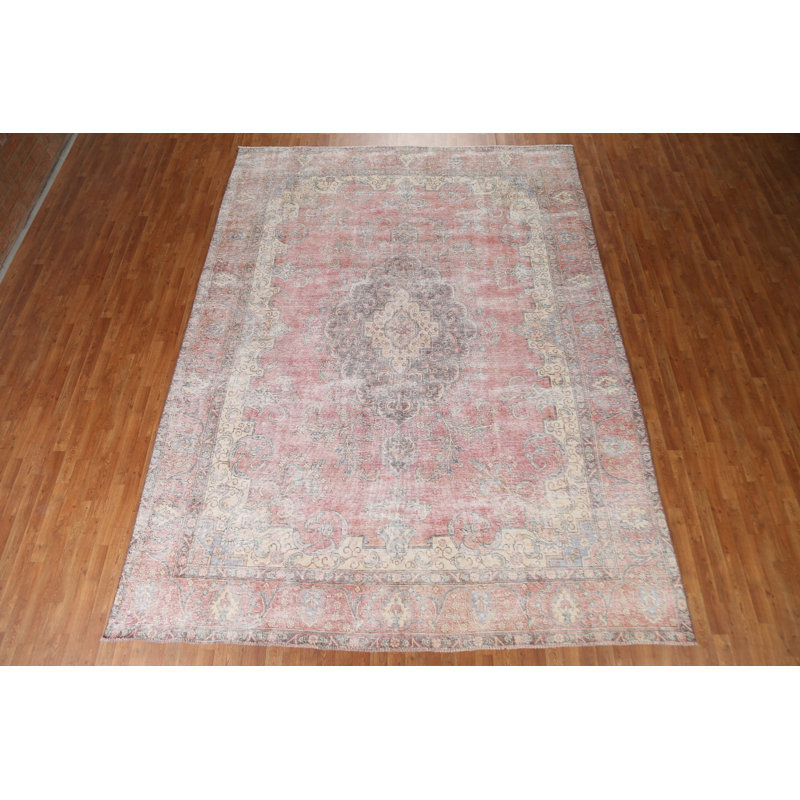 Tapis persan Tabriz patiné noué à la main 9 x 13