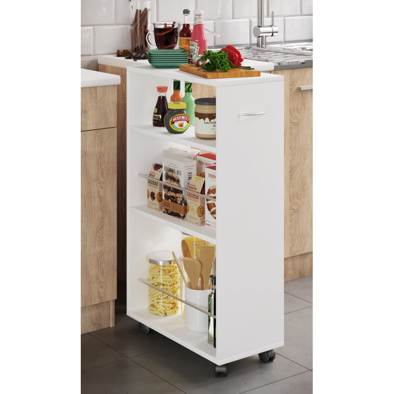 Quashun Wood Kitchen Cart, White