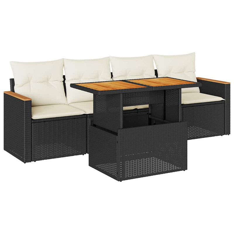 Ensemble de canapé de jardin Vidaxl noir et blanc crème