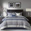 Chambre de luxe bleu marine - 7 pièces avec microfibre douce et coussins décoratifs-121162108