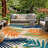 Parksley Palm Frond Indoor/Outdoor Area Rug Ivory/Orange/Navy-69986571
