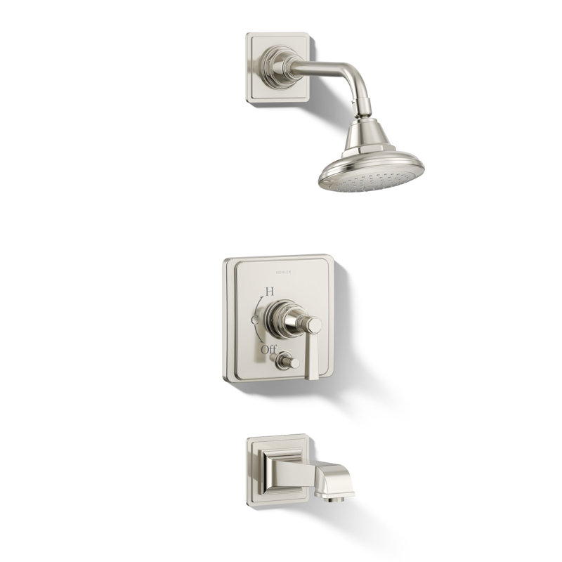 Pinstripe® Pure Rite-Temp Pressure-Balancing Bath and Shower Faucet Trim, Vibrant Polished Nickel, Lever Handle