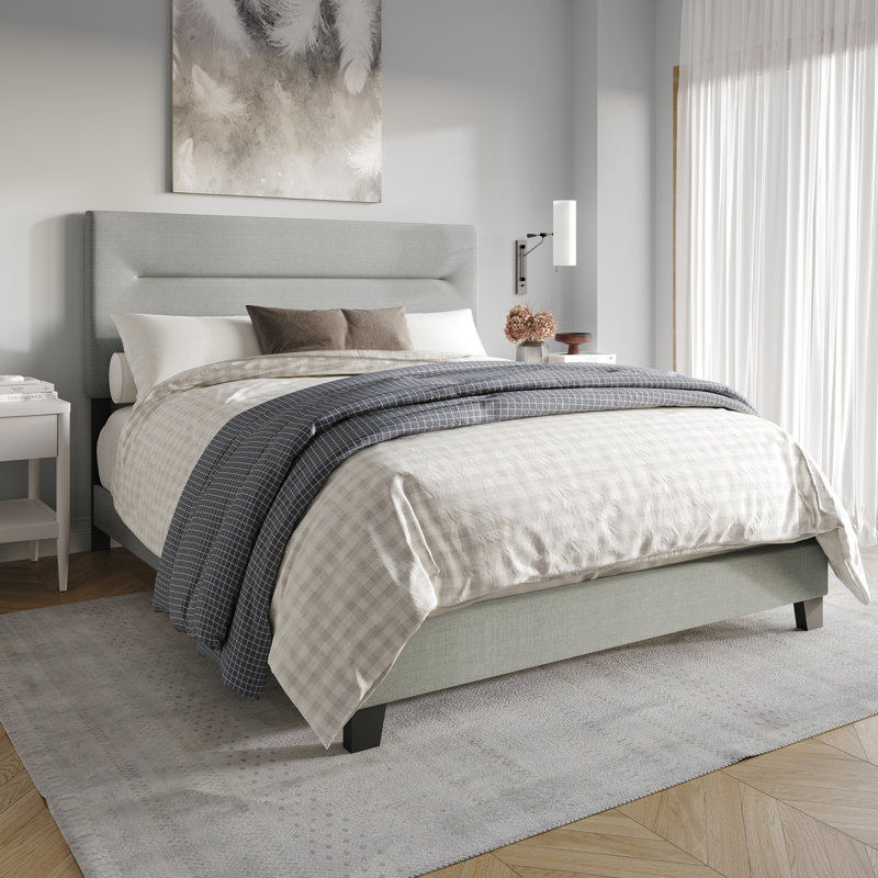 Emery Upholstered Panel Bed, Twin, Gray